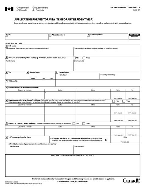 Application for a Visitor Visa (Temporary Resident Visa .